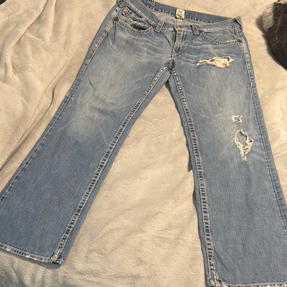 True Religion Blue Flare Wide Leg Jeans